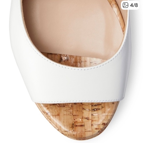 Stuart Weitzman Riviera White Cork Wedge Sandals 11 - Picture 4 of 7